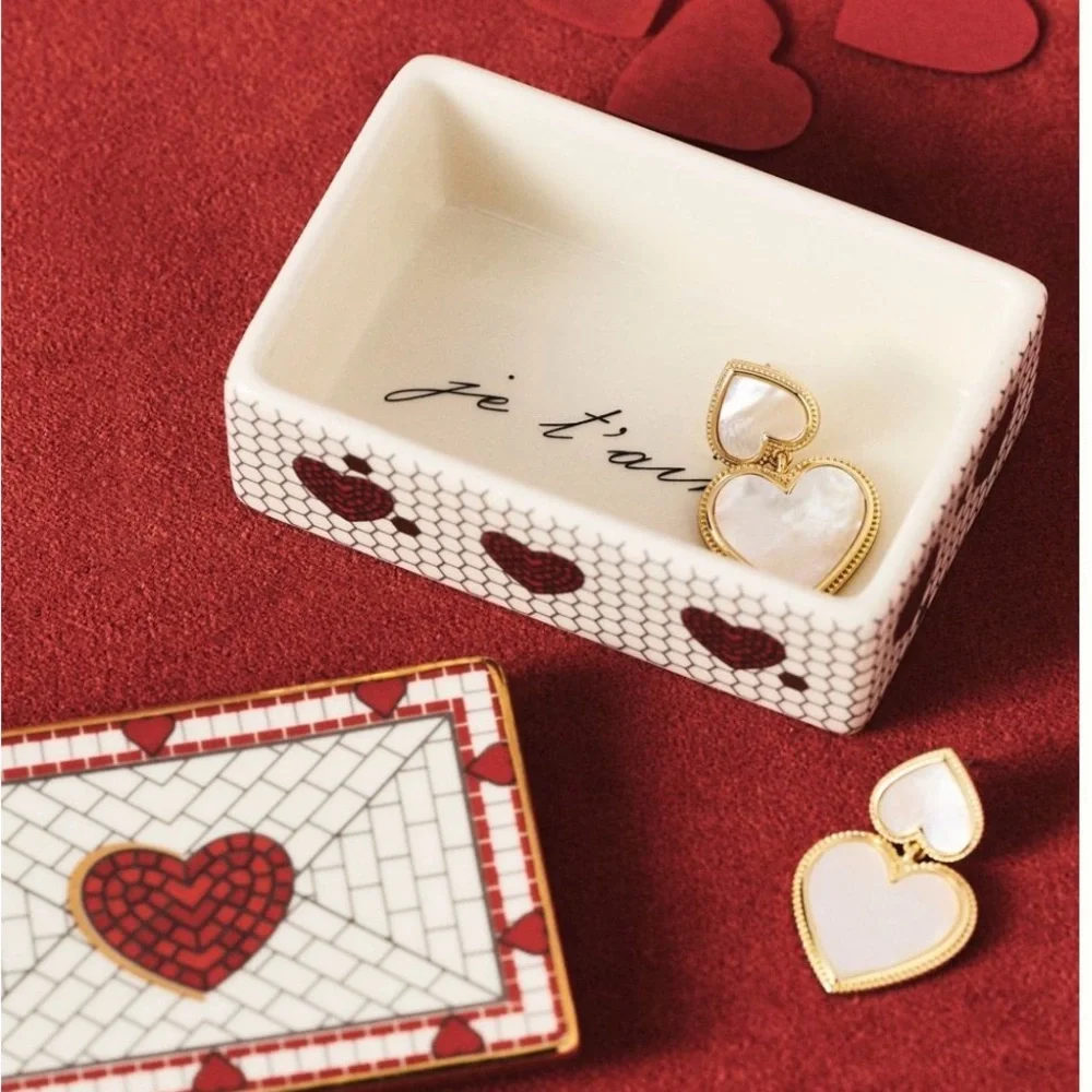 Anthropologie valentines Heart Patterned Trinket Box